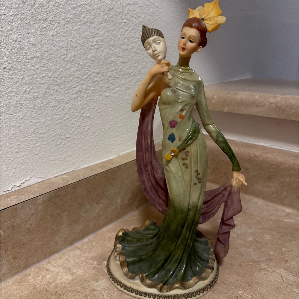 Decorative Green and Purple Lady Figurine - Home Art